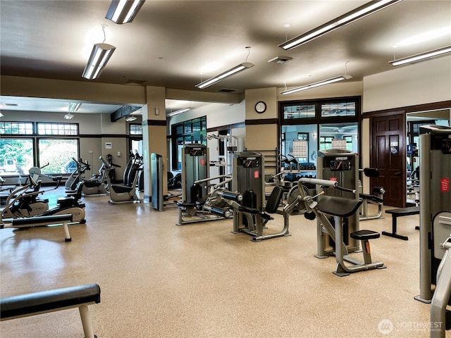 exercise room with visible vents