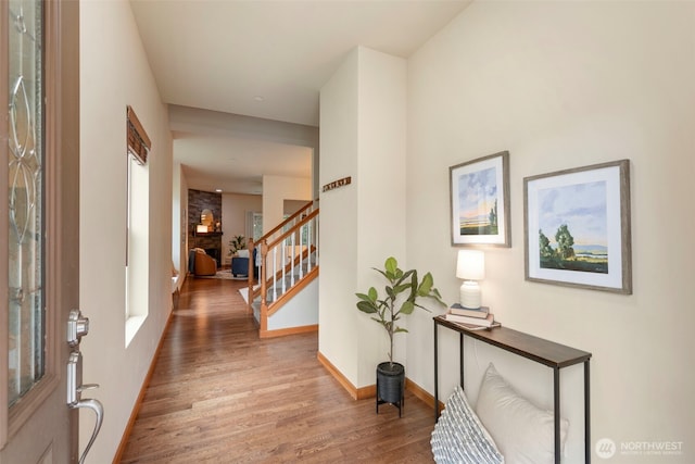 3639 Reagan Ave, Bremerton, WA 98310 - foyer entrance featuring wood finished floors, stairway, and baseboards
