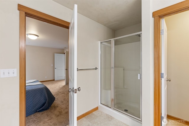 3639 Reagan Ave, Bremerton, WA 98310 - bathroom featuring a shower stall, baseboards, and ensuite bathroom
