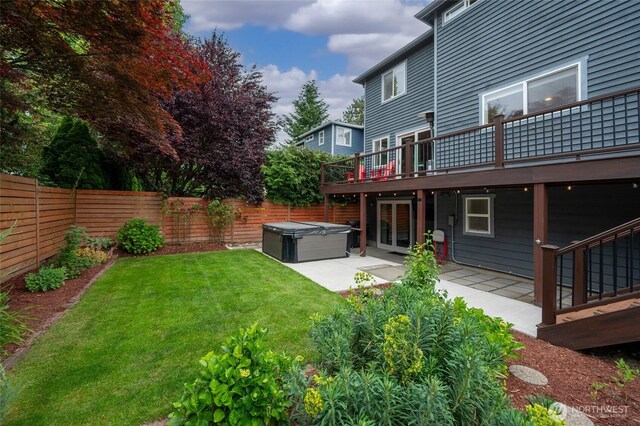 10839 35th Ave SW, Seattle, WA 98146 - view of yard with a hot tub, a patio, and a deck