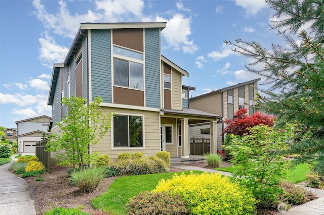 contemporary home featuring a porch