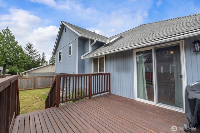 wooden deck featuring grilling area