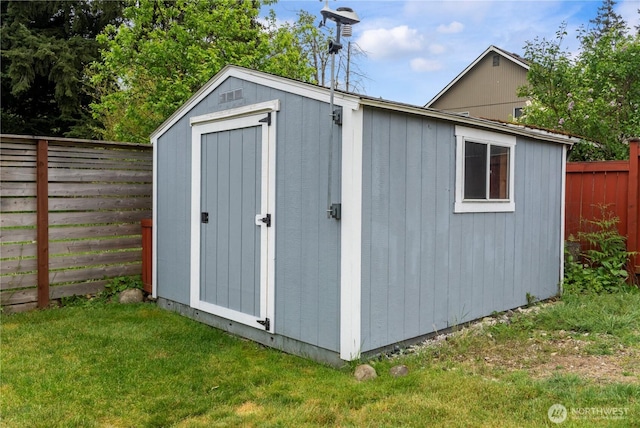 view of shed