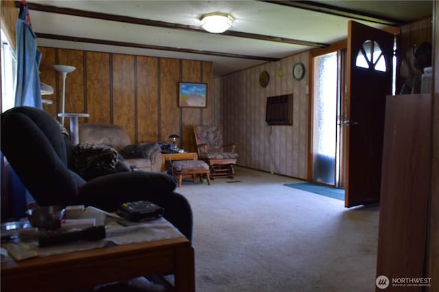 5317 208th St E, Spanaway, WA 98387 - carpeted living room featuring wooden walls