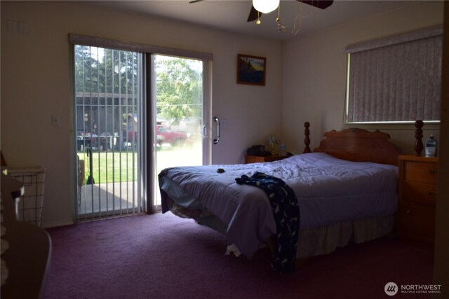 5317 208th St E, Spanaway, WA 98387 - carpeted bedroom with access to outside and a ceiling fan