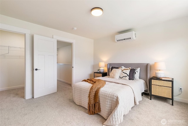 4228 Melrose Ln, Bellingham, WA 98226 - bedroom with an AC wall unit, light colored carpet, a spacious closet, and a closet