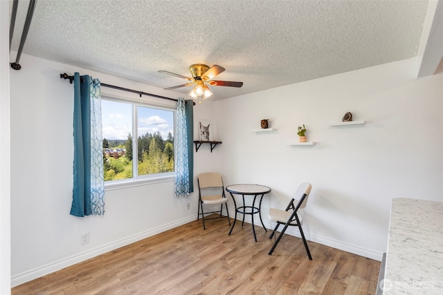 20145 Vikings Crest Loop NE Unit 3-105, Poulsbo, WA 98370 - living area with baseboards, ceiling fan, a textured ceiling, and light wood finished floors