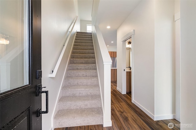 4232 Melrose Ln, Bellingham, WA 98226 - stairway featuring wood finished floors and recessed lighting