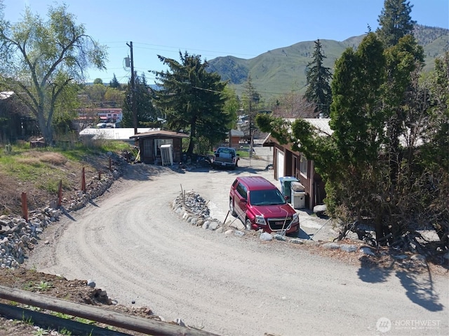 view of street with a mountain view