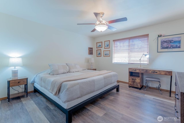 121 E Connemara Way, Shelton, WA 98584 - bedroom featuring wood finished floors, baseboards, and ceiling fan