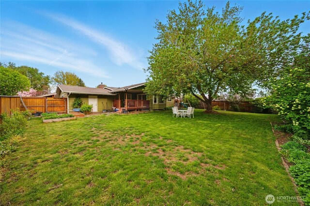 view of yard with a fenced backyard