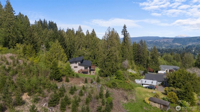 3837 Columbia Heights Rd, Longview, WA 98632 - aerial view featuring a view of trees and a mountain view