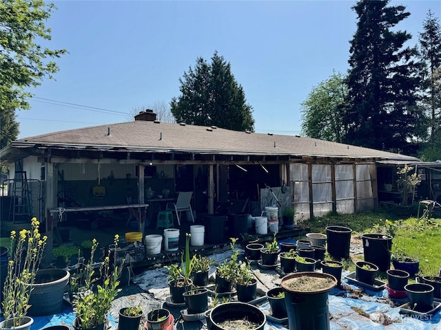 rear view of property with a chimney