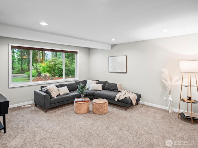 12916 97th Ave NW, Gig Harbor, WA 98329 - living area featuring baseboards, carpet flooring, and recessed lighting
