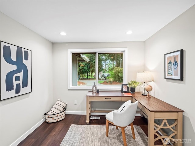 12916 97th Ave NW, Gig Harbor, WA 98329 - office featuring recessed lighting, baseboards, visible vents, and wood finished floors