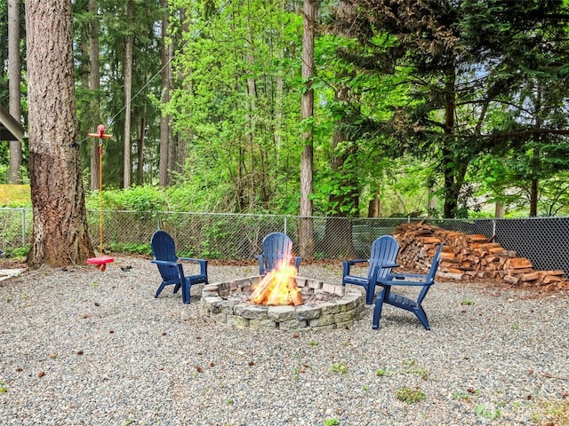 12916 97th Ave NW, Gig Harbor, WA 98329 - view of yard featuring a fire pit and fence