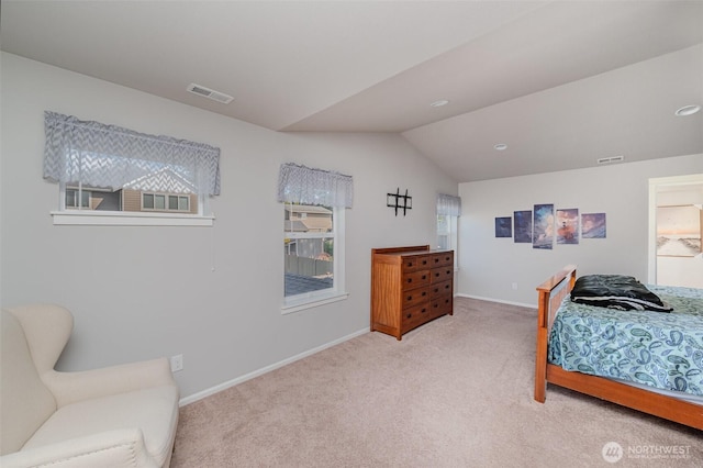24524 96th Ave S, Kent, WA 98030 - bedroom featuring light colored carpet, vaulted ceiling, and baseboards