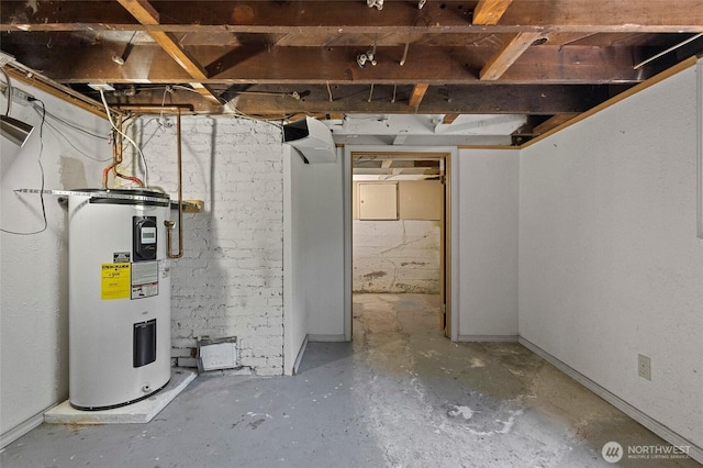 unfinished basement with water heater