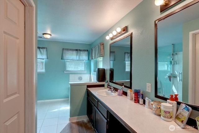 19802 118th Avenue Ct E, Graham, WA 98338 - bathroom featuring vanity, a stall shower, and tile patterned floors