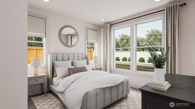 bedroom with recessed lighting