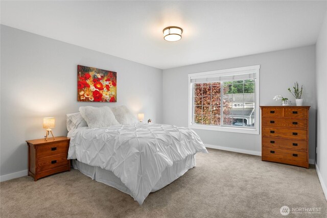 bedroom featuring baseboards and carpet flooring