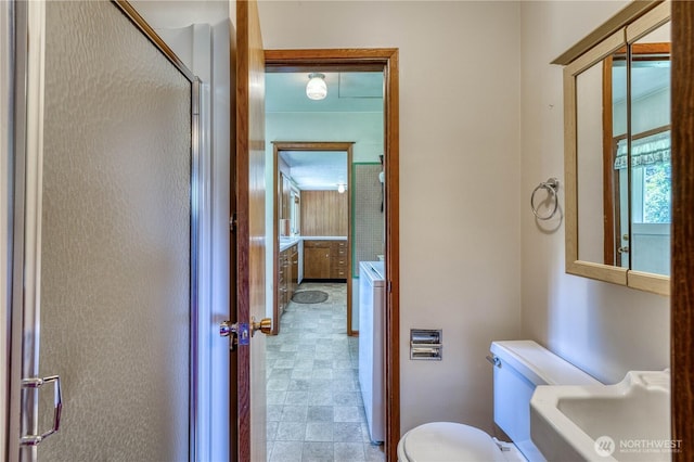 3828 Harbel Dr NE, Bremerton, WA 98310 - full bath with a shower with shower door, toilet, and a sink