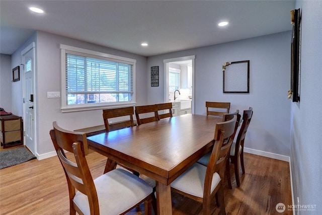 4204 Arbordale Ave W, University Place, WA 98466 - dining area featuring light wood finished floors, baseboards, and recessed lighting
