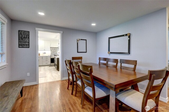 4204 Arbordale Ave W, University Place, WA 98466 - dining space featuring light wood-style floors, recessed lighting, and baseboards