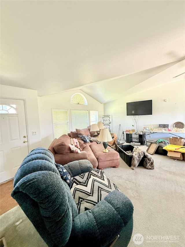 84 Weatherstone Rd, Omak, WA 98841 - living area featuring carpet and lofted ceiling