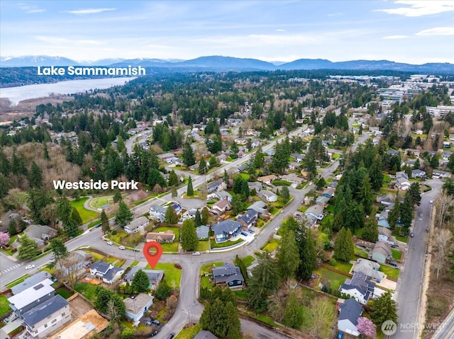 15510 NE 59th St, Redmond, WA 98052 - bird's eye view with a mountain view and a residential view