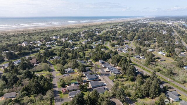 aerial view with a residential view and a water view