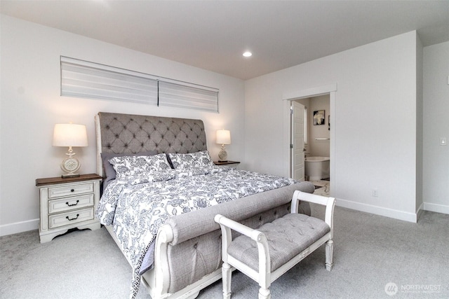6318 230th Avenue Ct E, Buckley, WA 98321 - carpeted bedroom featuring ensuite bath, baseboards, and recessed lighting