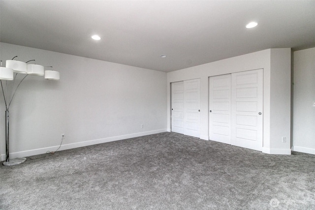 6318 230th Avenue Ct E, Buckley, WA 98321 - unfurnished bedroom featuring recessed lighting, multiple closets, carpet flooring, and baseboards