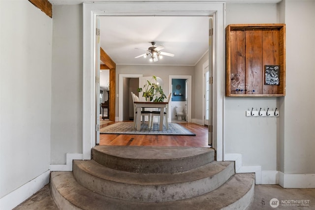 1812 N Pearl St, Centralia, WA 98531 - staircase featuring a ceiling fan