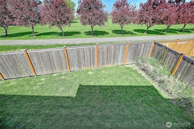 view of yard featuring a fenced backyard