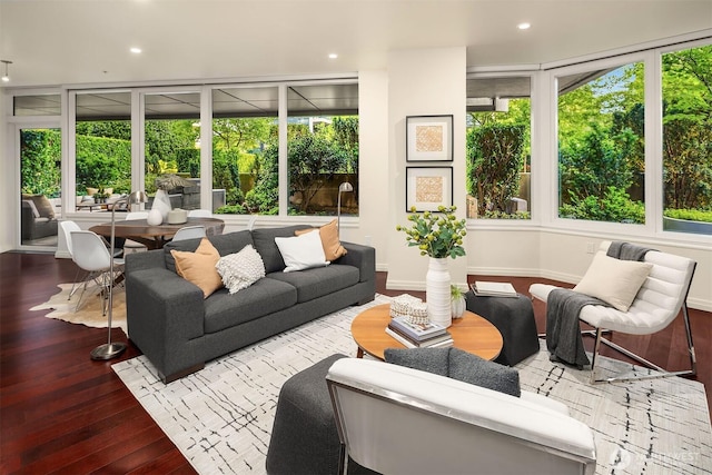500 106th Ave NE Unit 611, Bellevue, WA 98004 - living room with plenty of natural light, wood finished floors, recessed lighting, and baseboards