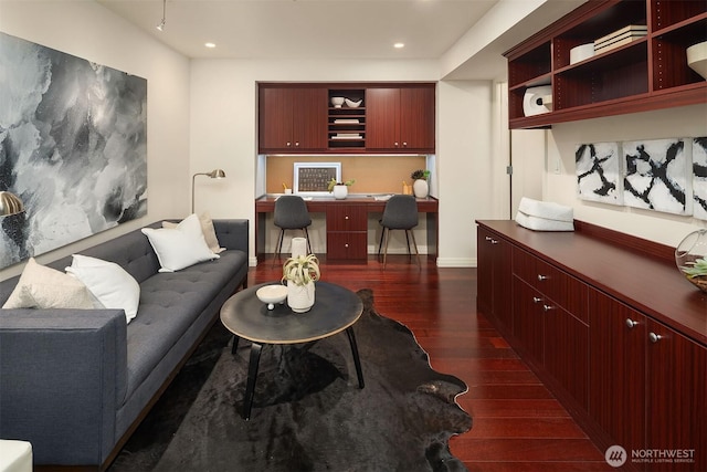500 106th Ave NE Unit 611, Bellevue, WA 98004 - living area with dark wood-type flooring, recessed lighting, and baseboards