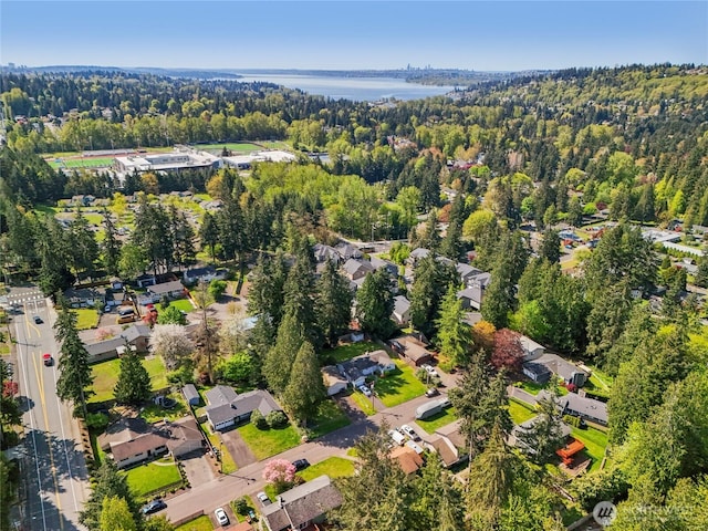 13218 106th Pl NE, Kirkland, WA 98034 - aerial view featuring a water view, a view of trees, and a residential view