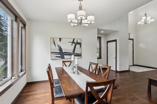 14835 NE 11th Pl, Bellevue, WA 98007 - dining room with a chandelier, plenty of natural light, baseboards, and wood finished floors