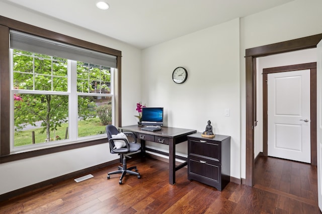 14835 NE 11th Pl, Bellevue, WA 98007 - office space featuring baseboards, dark wood-type flooring, and recessed lighting