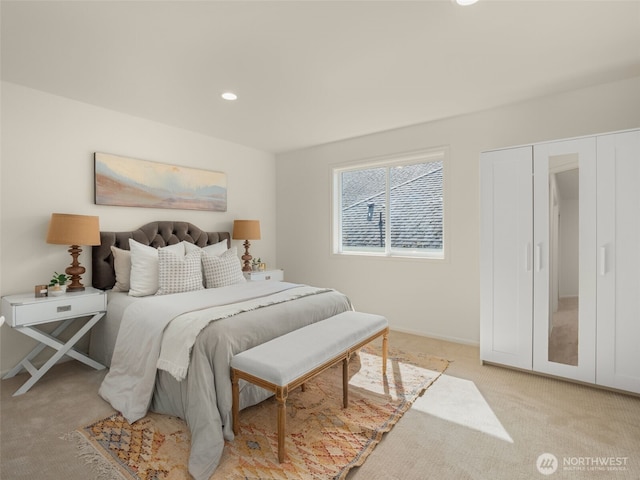 1206 S 36th Pl, Renton, WA 98055 - bedroom featuring light carpet, recessed lighting, and baseboards