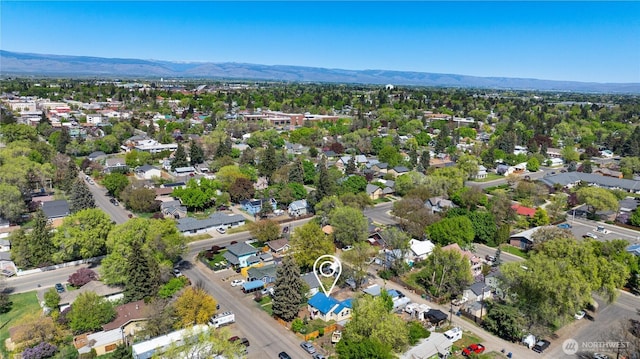 drone / aerial view with a residential view and a mountain view