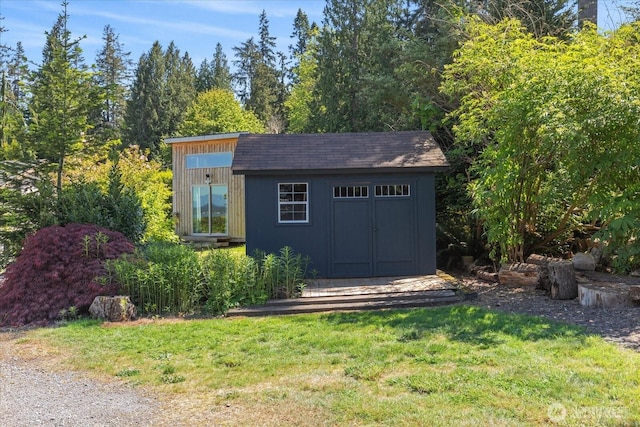 view of shed