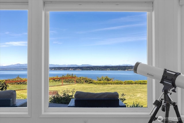 water view with a mountain backdrop