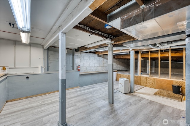 unfinished below grade area with wood finished floors