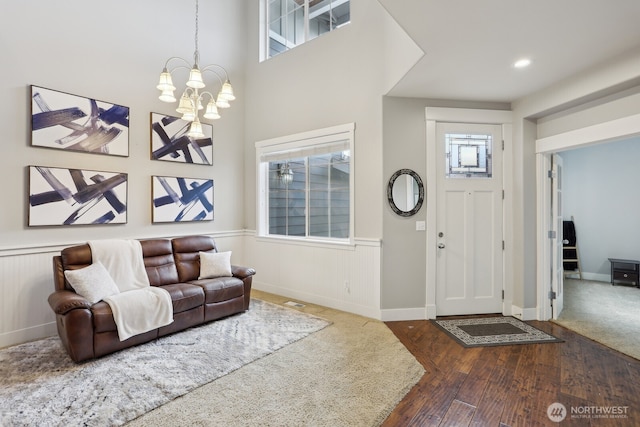 25510 SE 275th Pl, Maple Valley, WA 98038 - entryway featuring a chandelier, dark wood-style floors, and baseboards