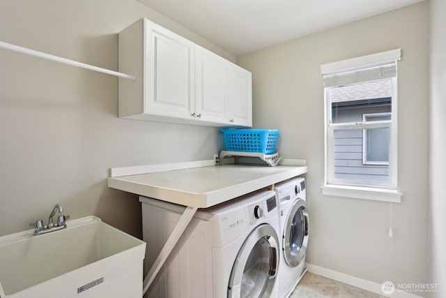 25510 SE 275th Pl, Maple Valley, WA 98038 - laundry room featuring cabinet space, washing machine and dryer, and baseboards