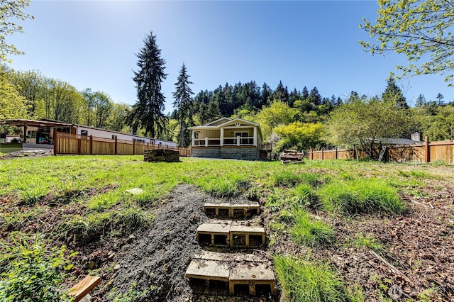 view of yard featuring fence