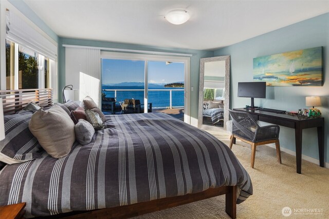 192 Fay Ln, Camano Island, WA 98282 - carpeted bedroom featuring baseboards and access to exterior
