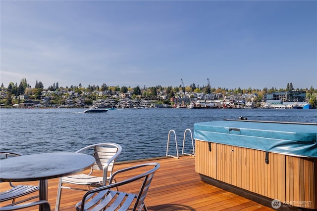 3123 Fairview Ave E Unit 2, Seattle, WA 98102 - dock area featuring a water view and a hot tub